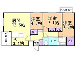 エム-セレクションステラ 3LDKの間取図画像