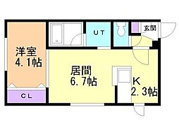 サンステージS5W12B棟 1LDKの間取図画像