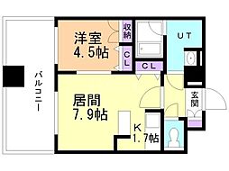 レガーロ美術館通 1LDKの間取図画像