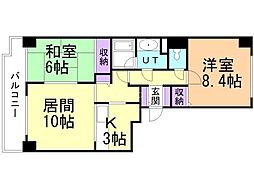 パシフィック近代美術館前 2LDKの間取図画像