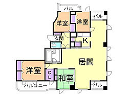 ビッグパレス西線ウエストタワー 4LDKの間取図画像