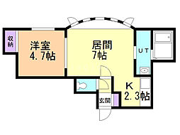ウエストコースト大通 1LDKの間取図画像