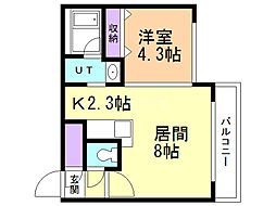 アジュールコートN5 1LDKの間取図画像