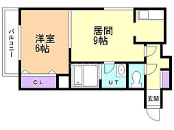 グランメゾン南4 1DKの間取図画像