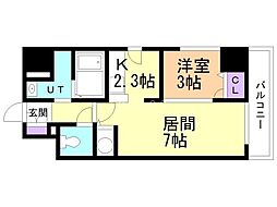 レシディア大通り西 1LDKの間取図画像
