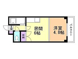 OMレジデンス宮の森 1DKの間取図画像
