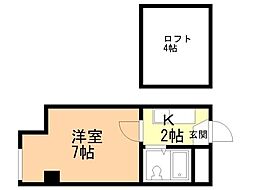 サングレース 1Kの間取図画像