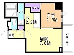 アーバンフラッツ琴似 1LDKの間取図画像