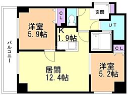 ブランシャールALAIN中島公園 2LDKの間取図画像