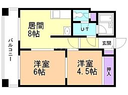 ダイアパレス北2条 2DKの間取図画像