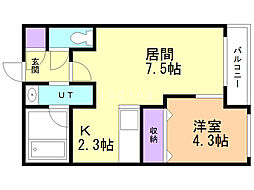 コションロズ 1LDKの間取図画像