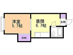 パークサイドヴィレッジ 1DKの間取図画像