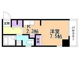 シティーコート北1条 1Kの間取図画像