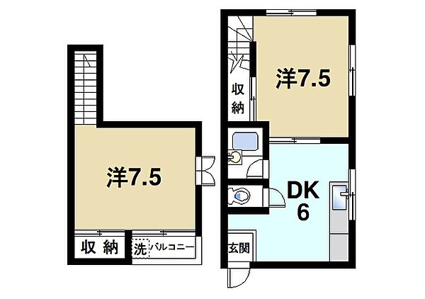 奈良県奈良市富雄元町1丁目(賃貸アパート2DK・1階・37.00㎡)の写真 その2