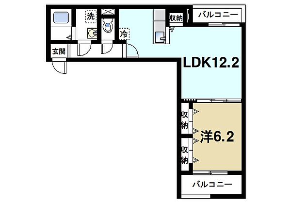 画像2:ゆったりと暮らせる1LDKの間取りです。