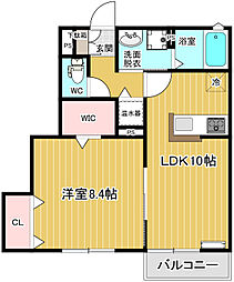 エル・カステール篠A 1LDKの間取図画像