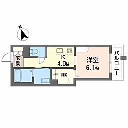 シャーメゾン高宮ペルーレ 1Kの間取図画像