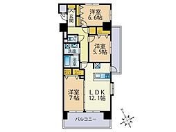 ヘスティア大濠 3LDKの間取図画像