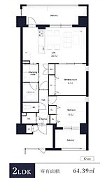 福岡市中央区今泉2丁目マンション 2LDKの間取図画像