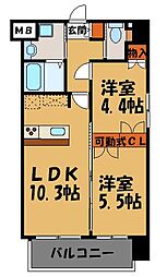 FKM.白金I 2LDKの間取図画像