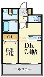 エンクレスト天神GLEE 1DKの間取図画像