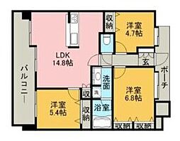 ウェルリバービュー天神 3LDKの間取図画像