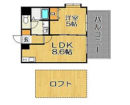 フィオーレ天神南 1LDKの間取図画像