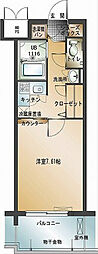 エンクレスト天神2 1Kの間取図画像