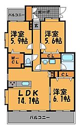 センチュリーヒルズ浄水 3LDKの間取図画像