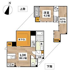 福岡市早良区野芥4丁目アパート 1LDKの間取図画像
