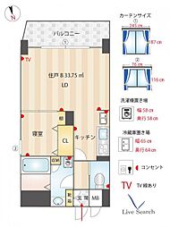 ヴィラ・ハイネス舞鶴 1LDKの間取図画像
