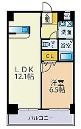 アイヴェール平尾 1LDKの間取図画像
