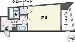 ソレアード赤坂 1Kの間取図画像