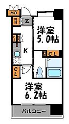 エステムプラザ天神サウスイースト 2Kの間取図画像