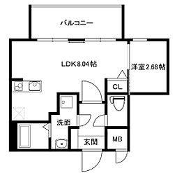 モダンパラッツォ平尾 1LDKの間取図画像