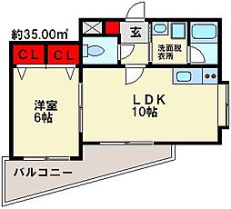 エトワール・メゾン高宮 1LDKの間取図画像