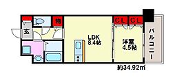 エンクレスト日赤通り 1LDKの間取図画像