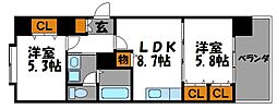 グランパーク天神 2LDKの間取図画像