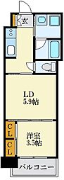 RJRプレシア百年橋 1LDKの間取図画像
