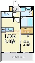 エンクレスト天神GLEE 1LDKの間取図画像