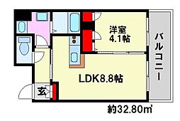 エフ・パルク高宮 1LDKの間取図画像