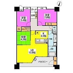 サンリヤン藤崎駅前 3LDKの間取図画像