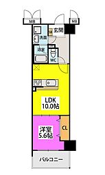 ラフィーネ大手門 1LDKの間取図画像