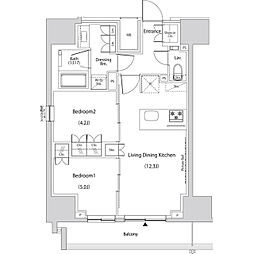 ザ・パークハビオ新中野 1101 11階2LDKの間取り