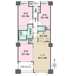 アボリアスコート笹塚ウェスト 3LDKの間取図画像