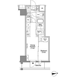 ザ・パークハビオSOHO新宿御苑 1DKの間取図画像