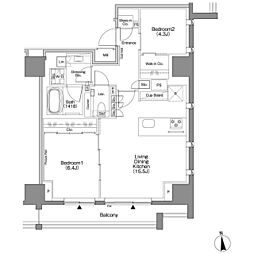 ザ・パークハビオSOHO新宿御苑 2LDKの間取図画像