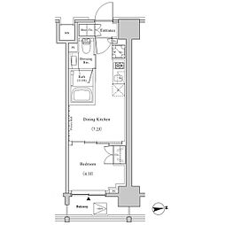 ザ・パークハビオSOHO高田馬場テラス 1DKの間取図画像