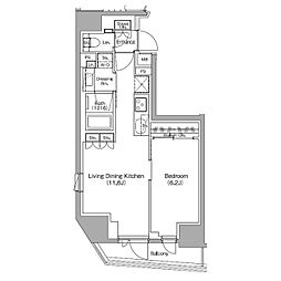 ザ・パークハビオ中野新橋 1LDKの間取図画像