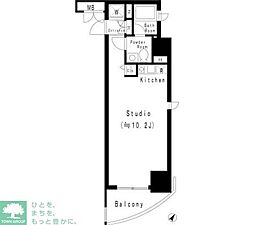 都営大江戸線 代々木駅 徒歩3分の賃貸マンション 8階1Kの間取り